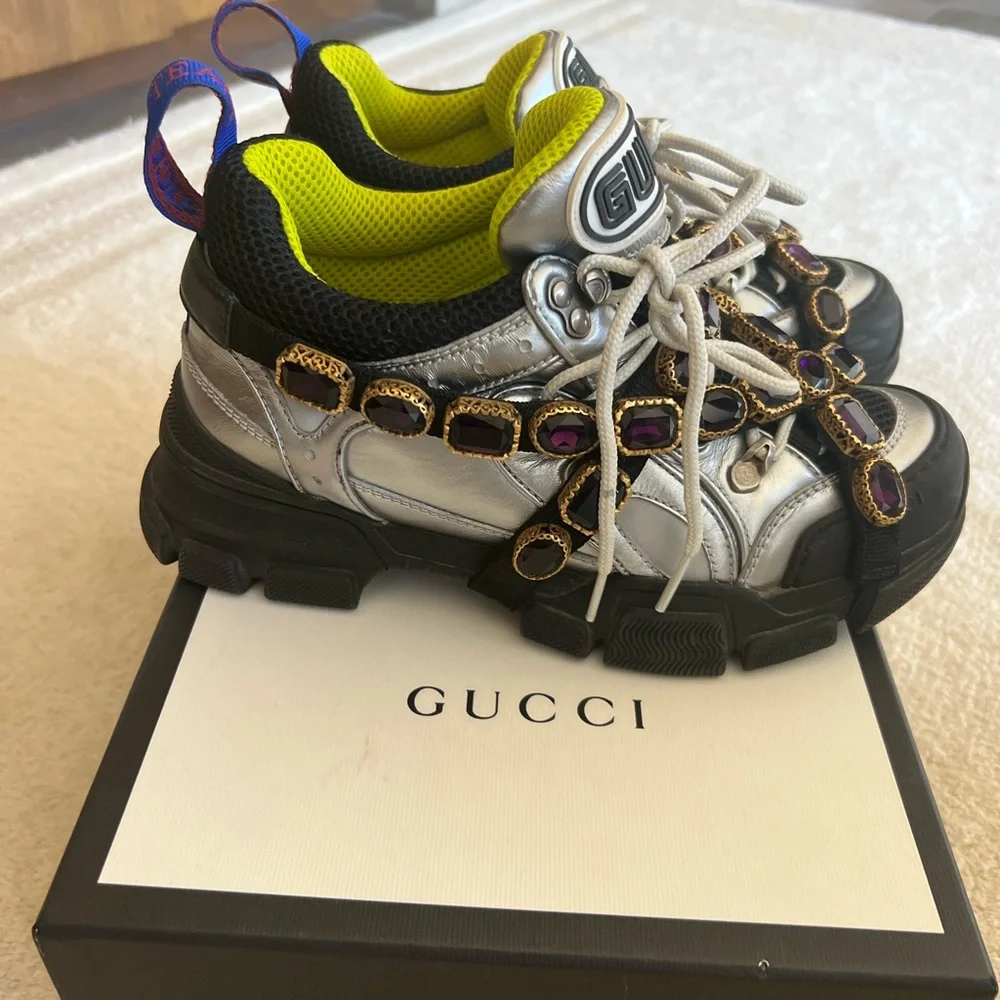 Gucci Black and Silver Sneakers - Picture 3 of 10
